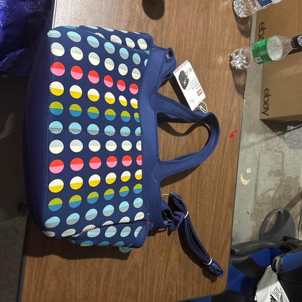 Multi colored polka dot diaper bag